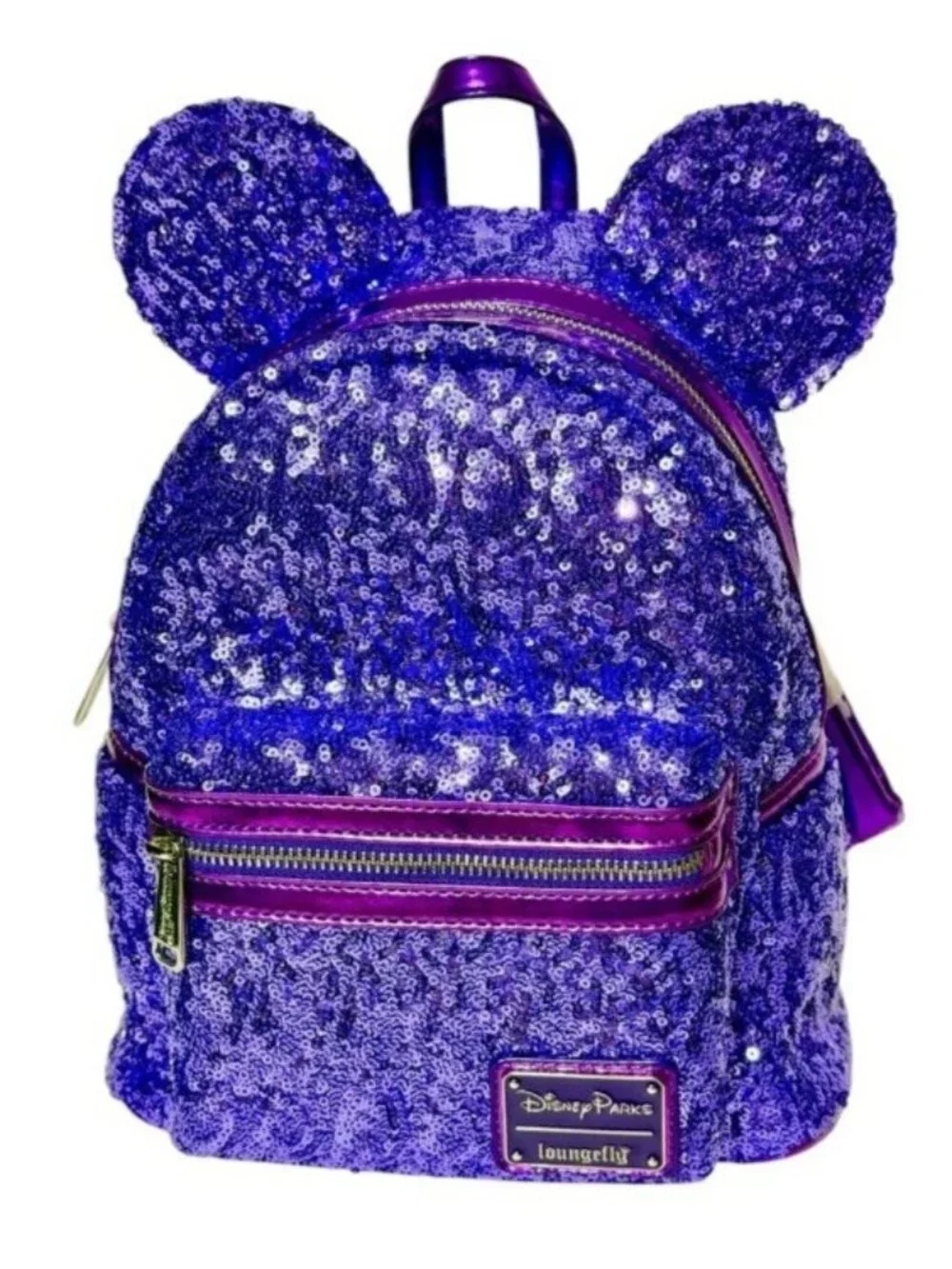 Disney Parks Loungefly Mickey Mouse Purple Potion Sequined Mini Backpack NWT